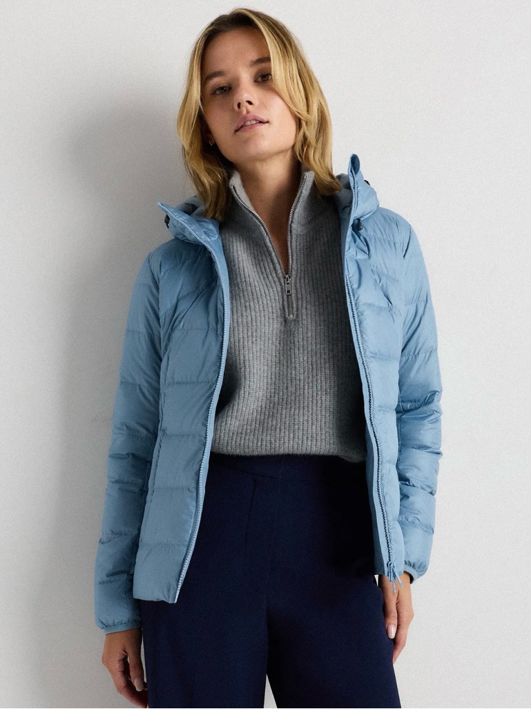 Quince Lightweight Down Packable Puffer Jacket In Blue Size Small 750
